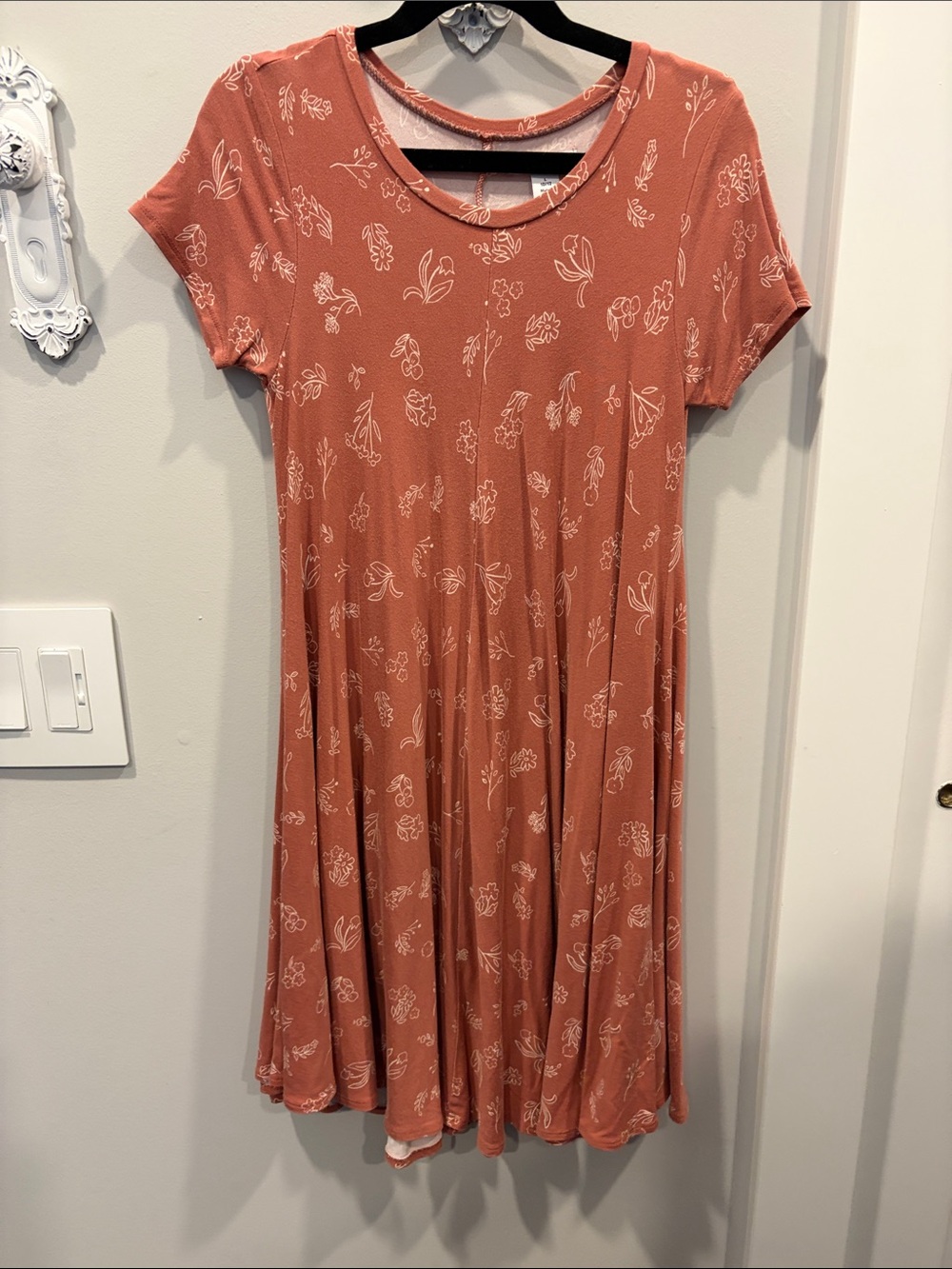 Nordstrom Girls Rusty Orange Floral Swing Dress